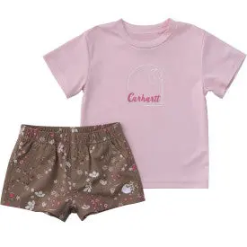 Infant/Toddler Girls Force Sun Defender Short Sleeve Shirt And Printed Short Set - Dark Khaki 1