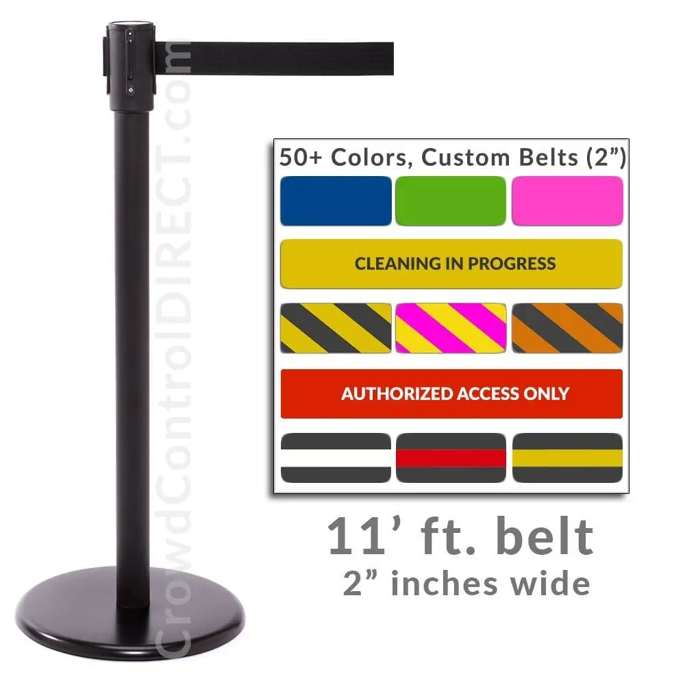 Queuepro 200 - 11' Ft. Belt Barrier- Slim 2" Diam. Post 1