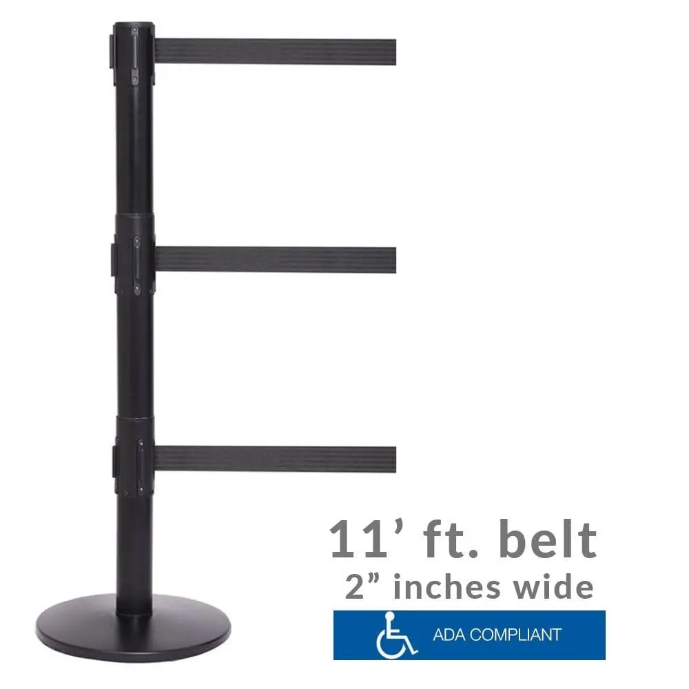 Queuepro 250 Triple - Triple 11' Ft. Belt Barrier. 1