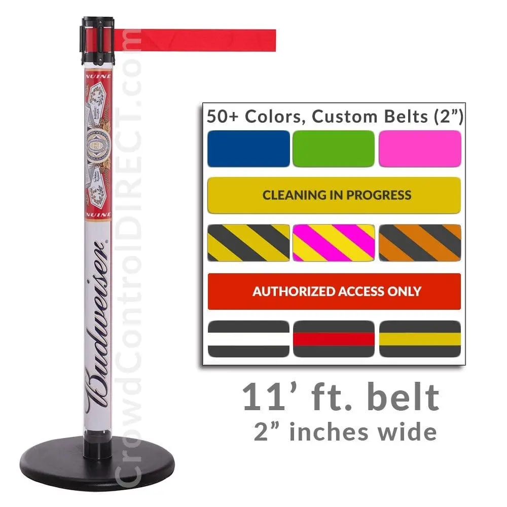 Queuepro Clear - Transparent Tube 11' Ft. Belt Barrier. 1