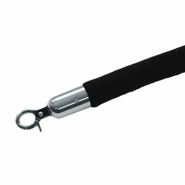 Queueway Black Velour Rope, 8' Ft., Polished Chrome Ends 1