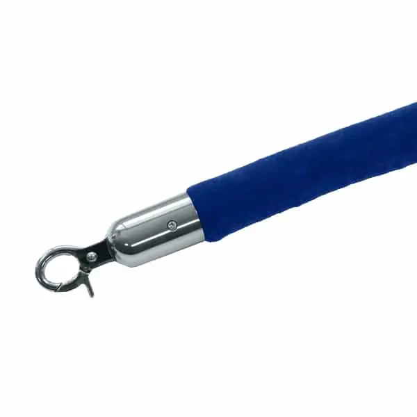 Queueway Blue Velour Rope, 6' Ft., Polished Chrome Ends 1