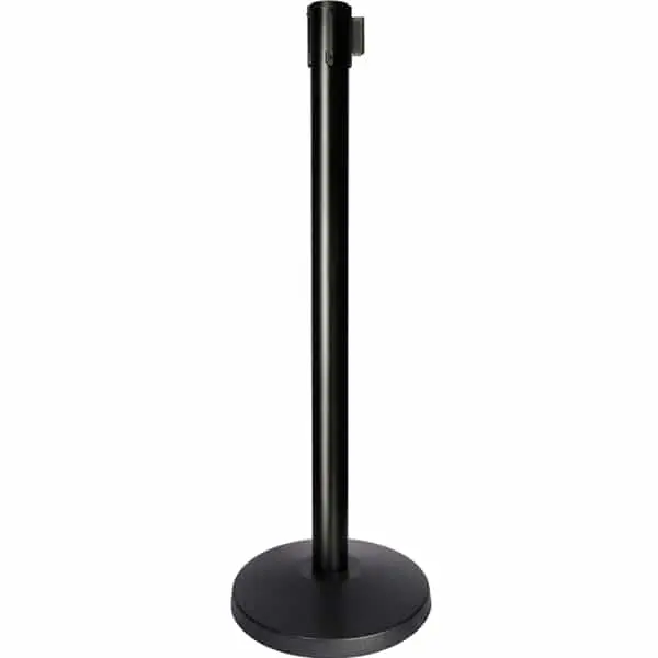 Queueway-Plus Tension Belt Stanchion, Black Post, 10' Ft. Belt 1