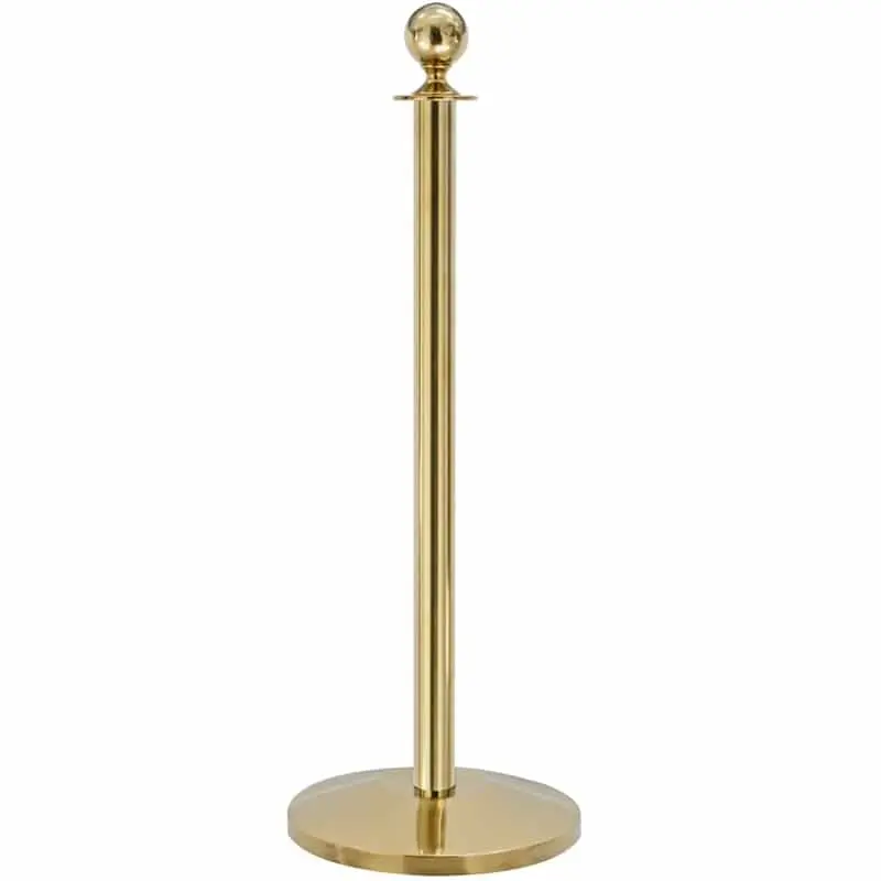 Queueway Sphere Rope Stanchion, Polished Brass Effect 1