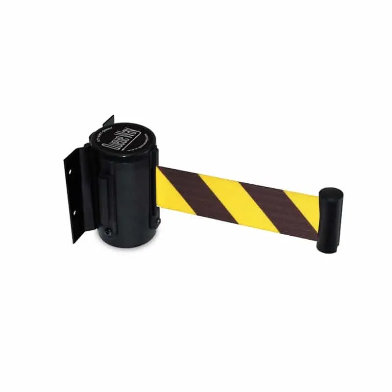 Queueway Wall Mounted Retractable Belt, Black/Yellow 7.5' Ft. 1