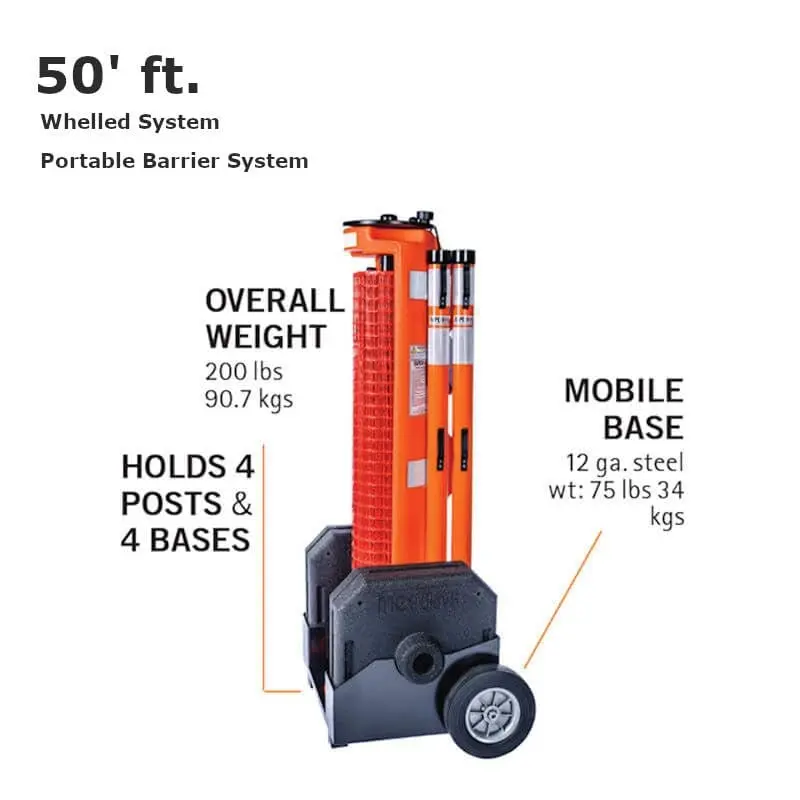Rapidroll - Outdoor Portable Barrier System - 50' Wheeled System 1