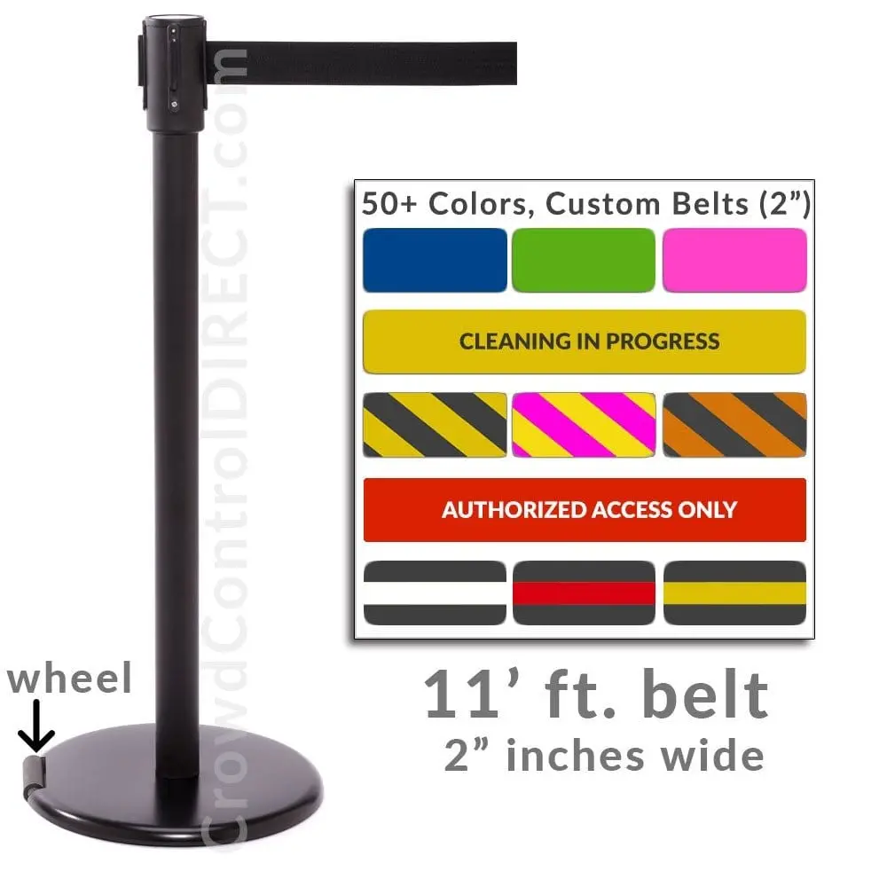 Rollerpro 200 - 11' Ft. Belt Barrier- Slim 2" Diam. Post 1