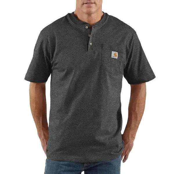 K84 - Loose Fit Heavyweight Short-Sleeve Pocket Henley T-Shirt - Carbon 1