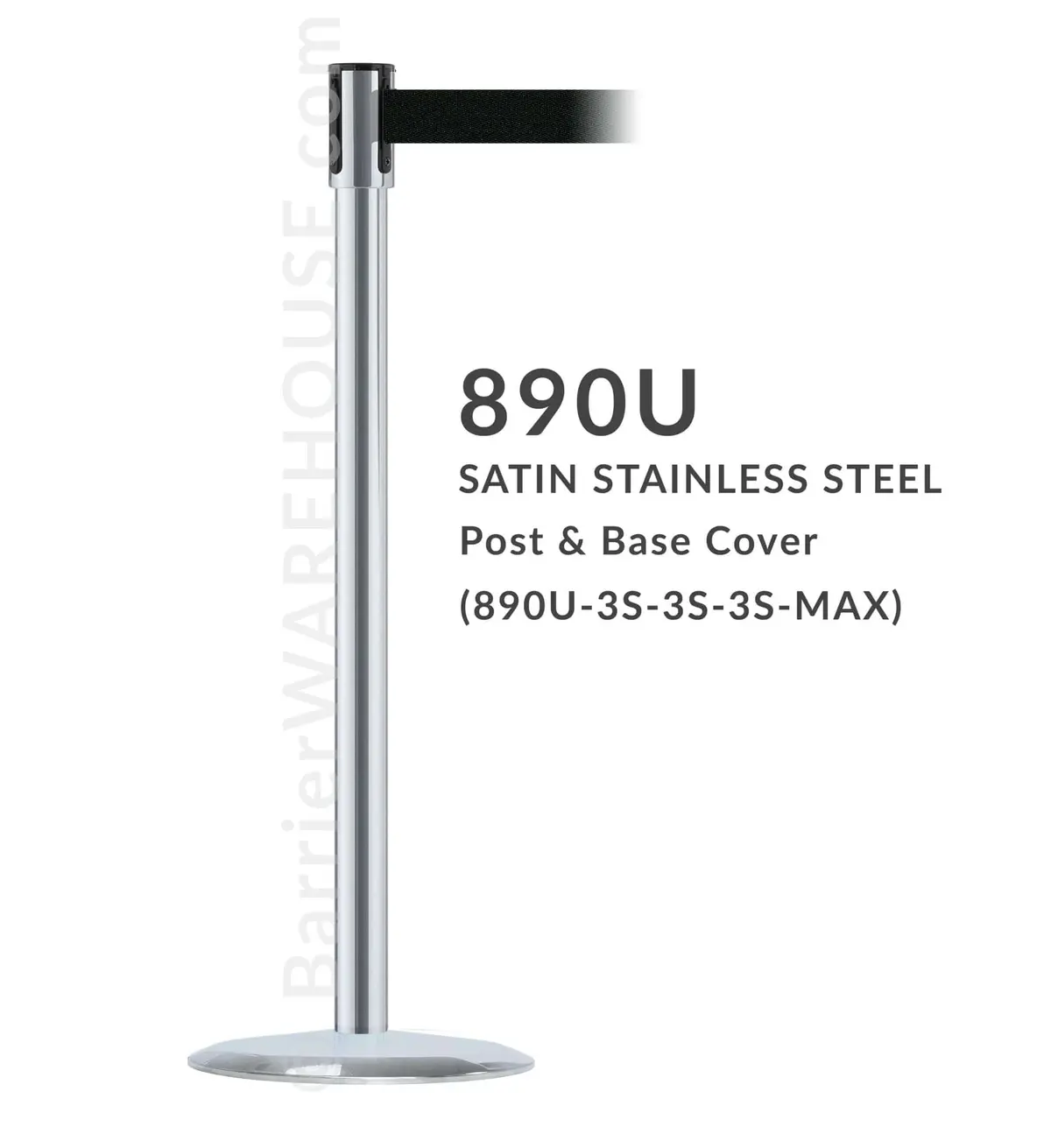 Slimline Tensabarrier 890U Satin Stainless Steel With Black 13' Feet Belt 1