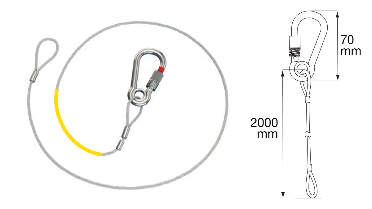 Sling With Cable + Carabiner 2000Mm, Swl 80Kg / 176 Lbs 1
