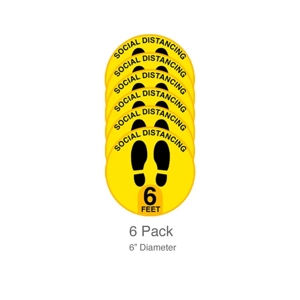 Social Distancing Small 6" Floor Decals For Waiting Lines (6-Pack) 1