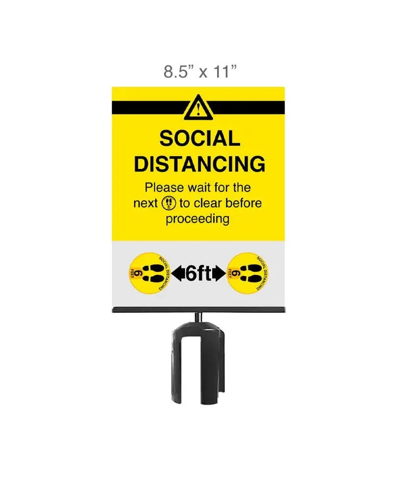 Social Distancing Stanchion Signage 8.5" X 11" (6-Pack) 1