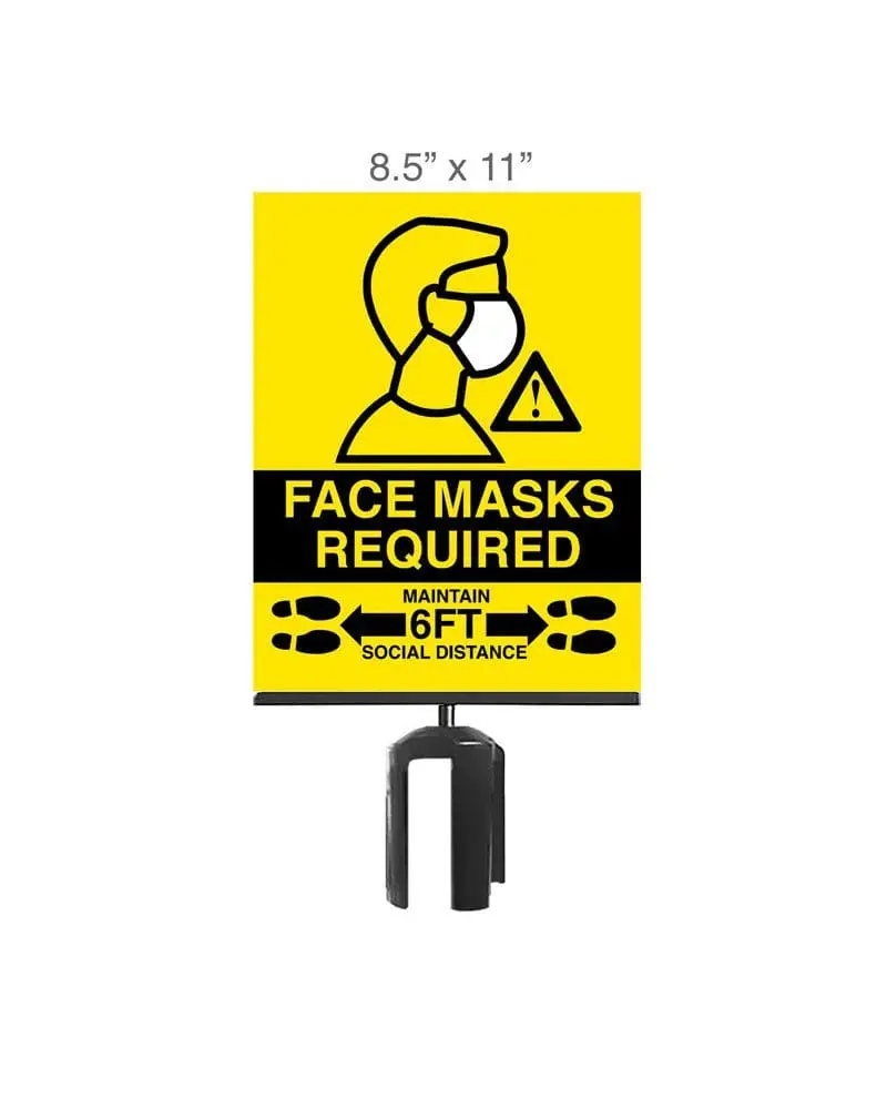 Social Distancing Stanchion Signage 8.5" X 11" (6-Pack) 2