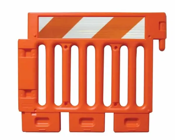 Strongwall Ada Orange Pedestrian Barricade With High Intensity Prismatic Striped Sheeting On One Side - Top 1