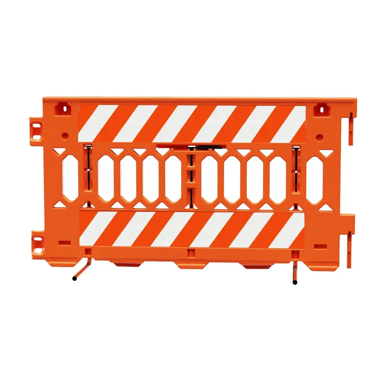 Temporary Plastic Barrier Pathcade, 2008-O-Egr, Orange. Two Sections Of Engineer Grade Striped On One Side Of The Barricade, Right Top & Bottom One Side 1