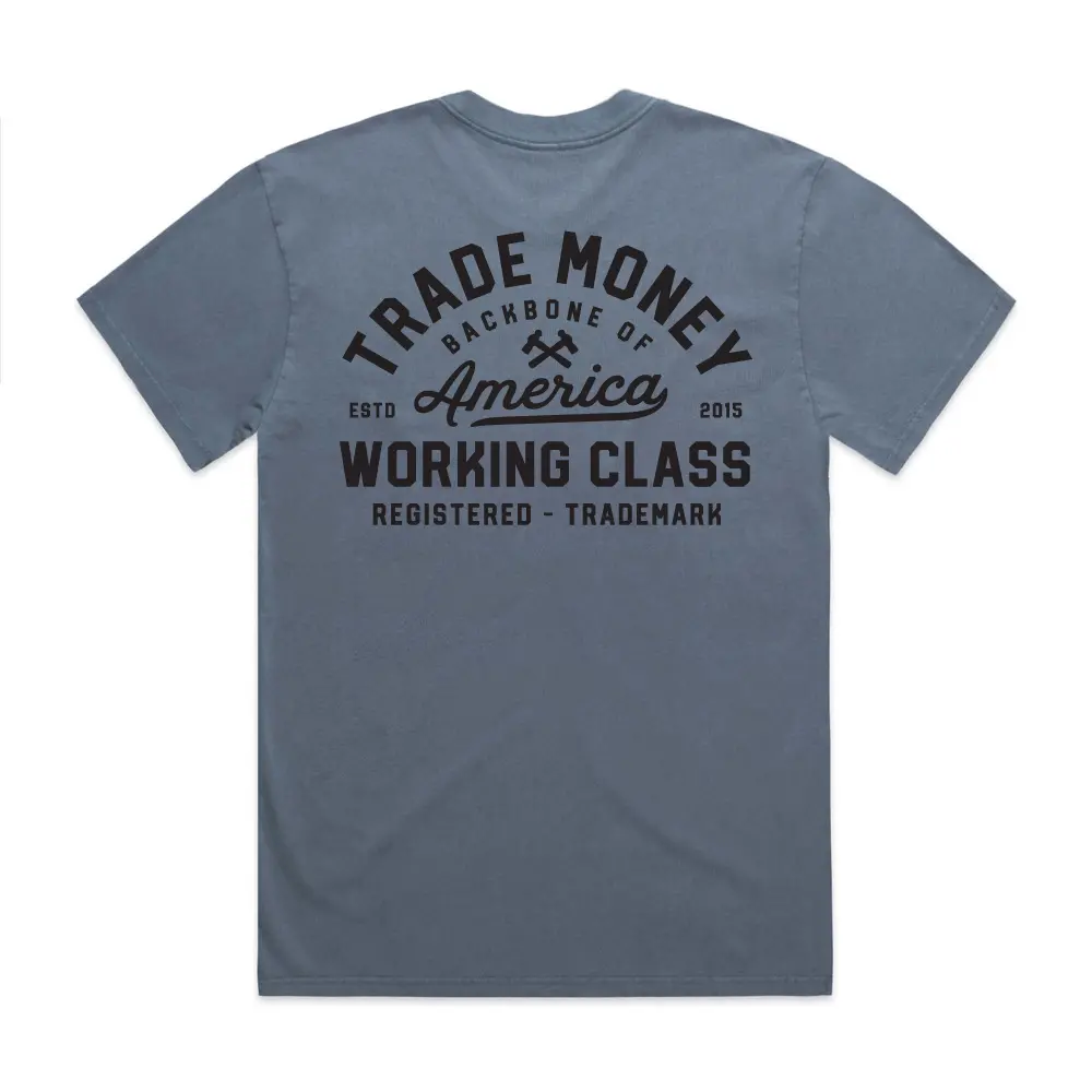 Property Of Work Heavy Tee, Faded Indigo 1