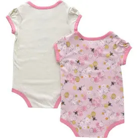 Infant Girls Short Sleeve Bee Print 2Pc. Bodysuit Set - Turtle Dove 2