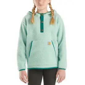 Youth Long-Sleeve Fleece Quarter-Snap Sweatshirt - Pastel Turquoise 2
