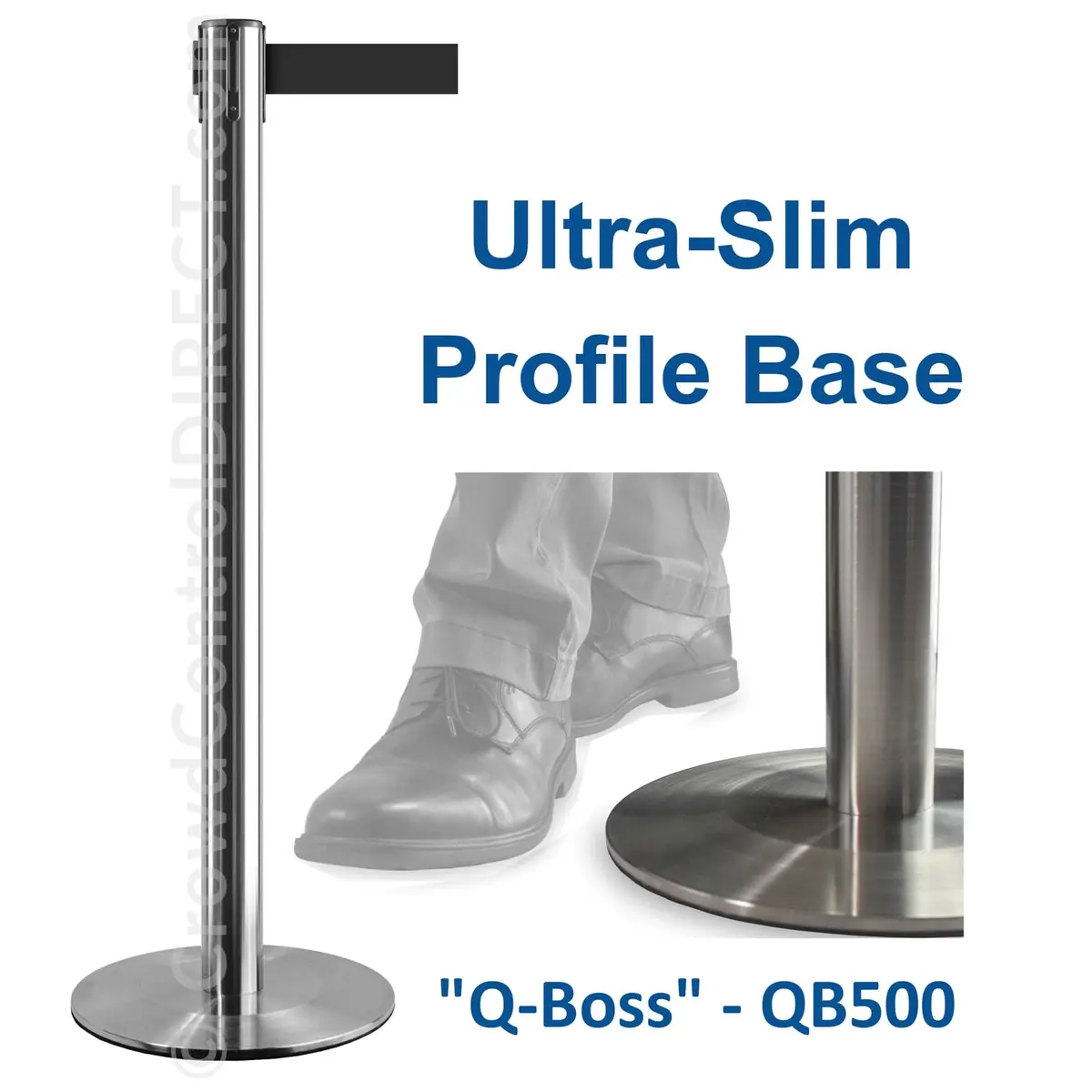 Ultra-Slim Profile 11' Ft. Belt Stanchion Stainless Steel Q-Boss - Qb500 1