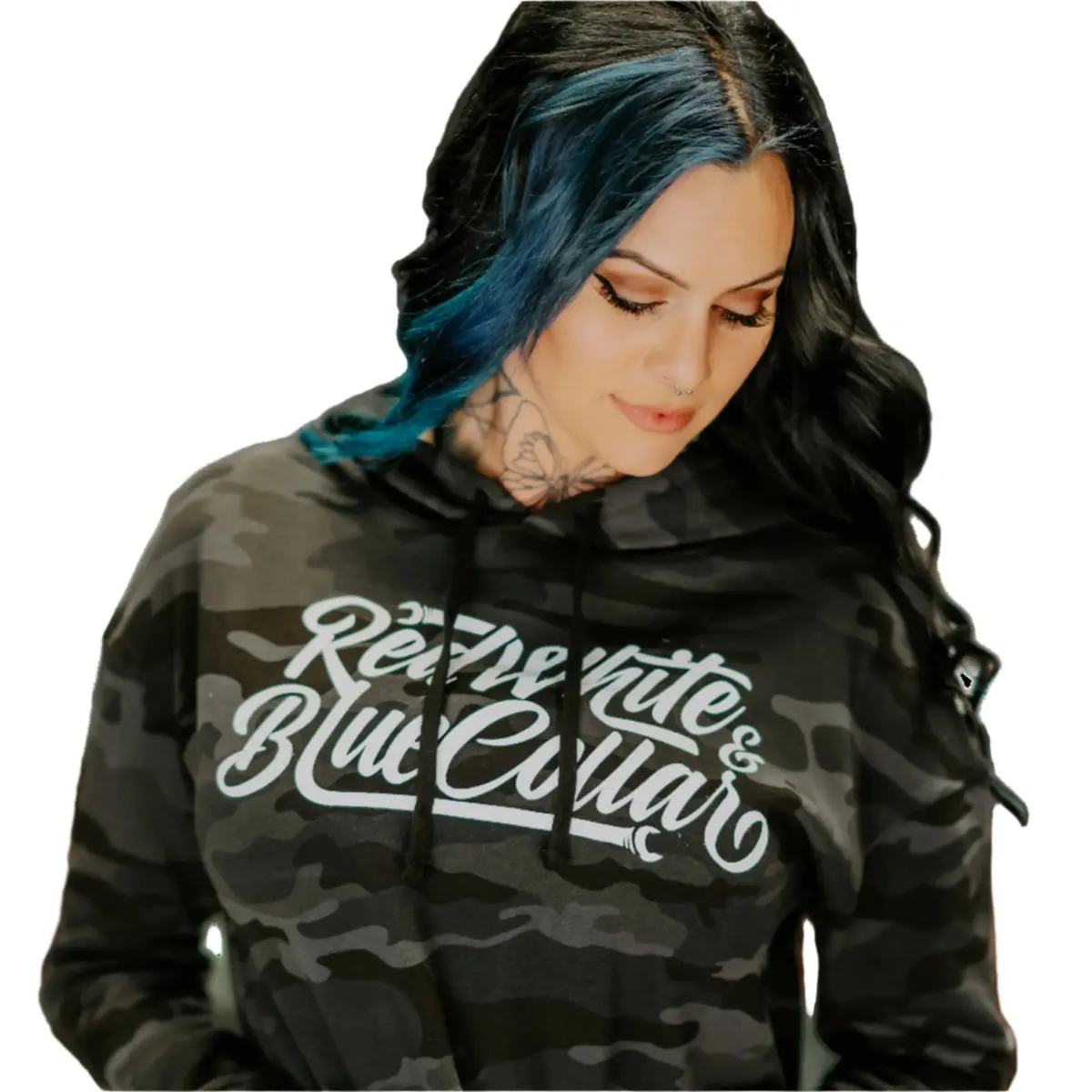 The Mantra Crop Hoodie, Black Camo 1
