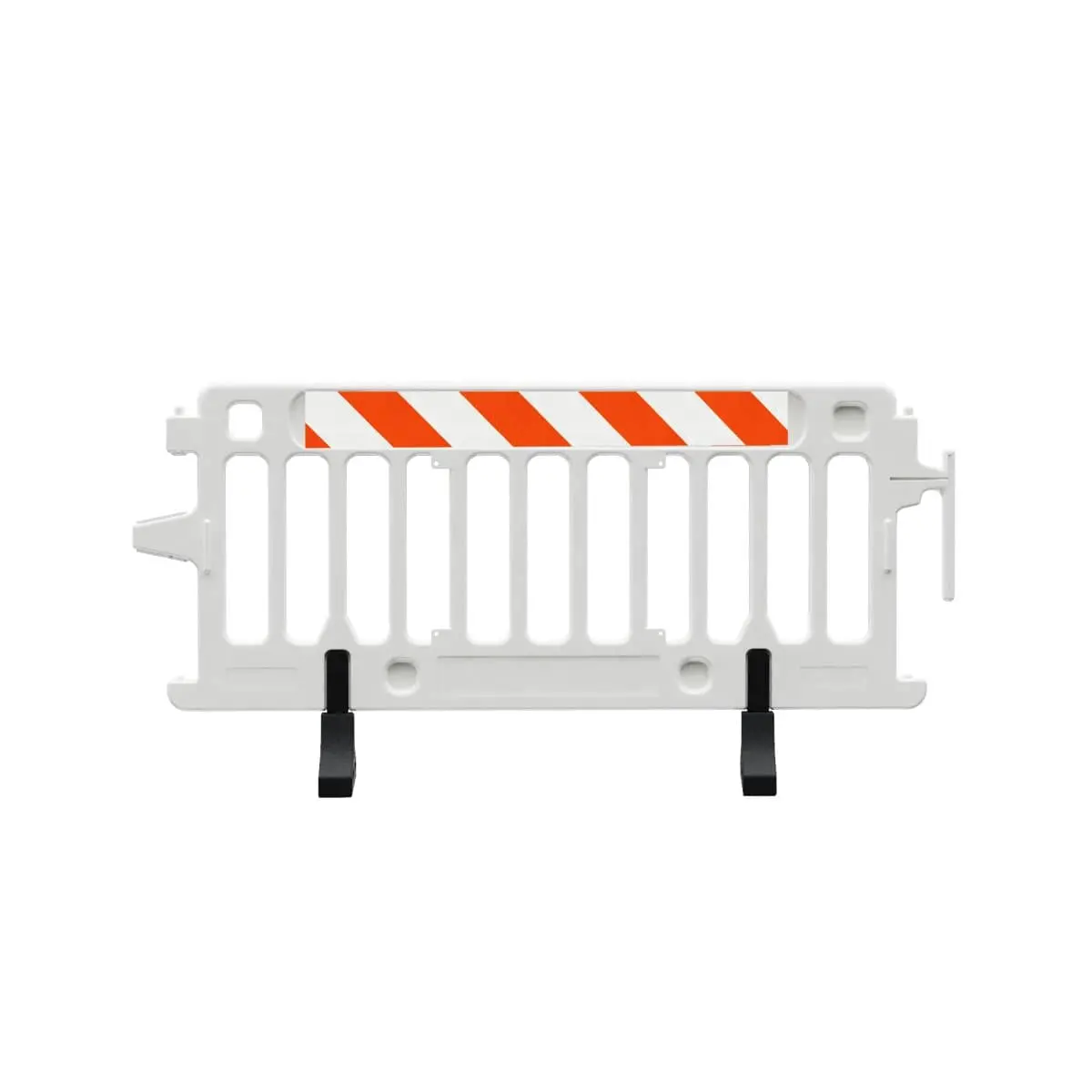 Uv-Resistant Plastic Barrier Crowdcade, 2004-W-Eglr, White. Engineer Grade Striped Sheeting On Both Sides Of The Barricade, Left/Right 1