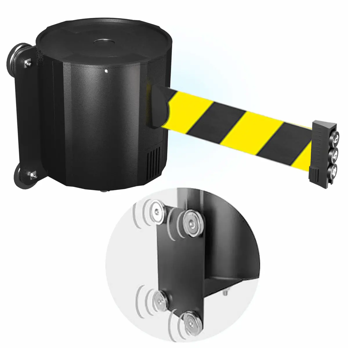 Extra Long 55'-75' Ft. Magnetic Retractable Wall Mounted Belt Barrier 1