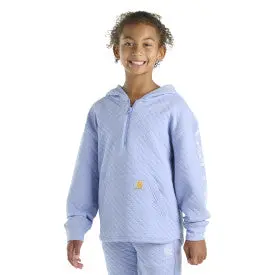Youth Girls Long-Sleeve Quilted Jersey 1/2 Zip Sweatshirt - Pale Iris 1