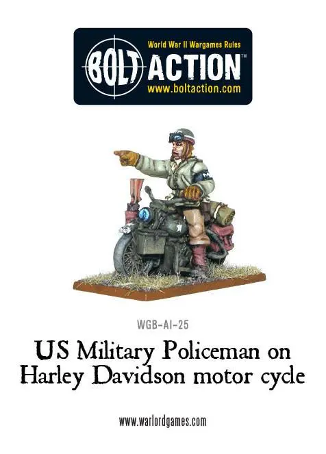 Us Military Policeman On Harley Davidson Motor Cycle 2