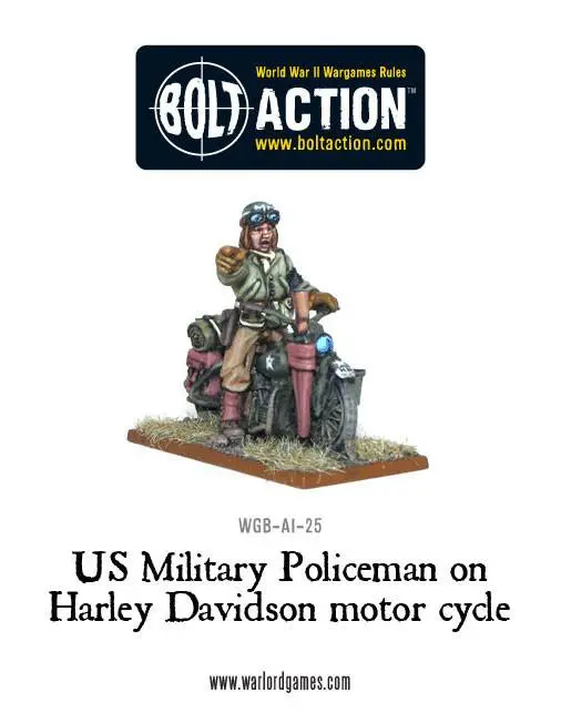 Us Military Policeman On Harley Davidson Motor Cycle 1