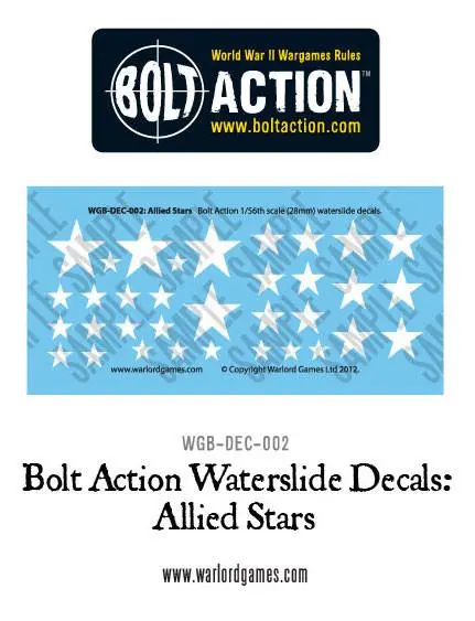 Bolt Action Allied Stars Decal Sheet 1