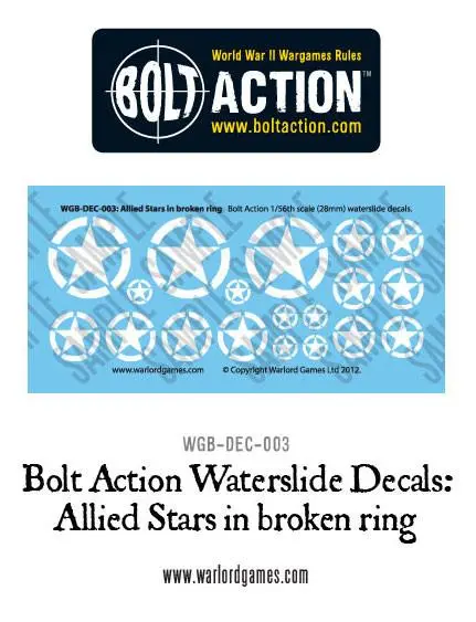 Bolt Action Allied Stars In Broken Ring Decal Sheet 1