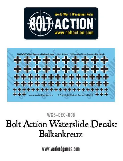 Bolt Action German Balkenkreuz Decal Sheet 1
