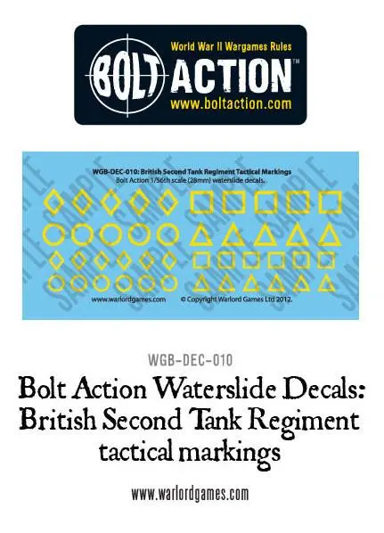 Bolt Action  British Second Tank Regiment Tactical Markings Decal Sheet 1