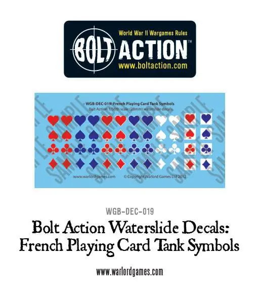 French Playing Card Tank Symbols Decal Sheet 1