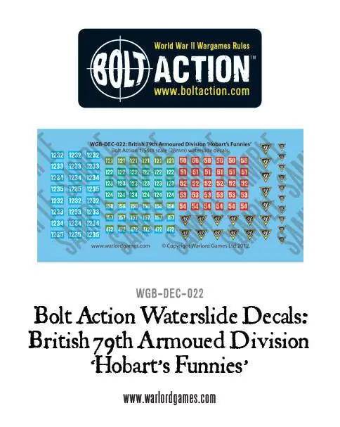 British 79Th Armoured Division (Hobart's Funnies) Decal Sheet 1