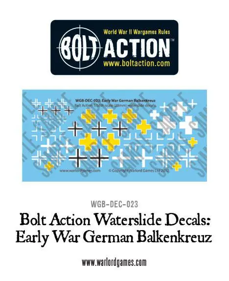 Early War German Balkenkreuz Decal Sheet 1