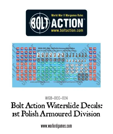 1St Polish Armoured Division Decal Sheet 1