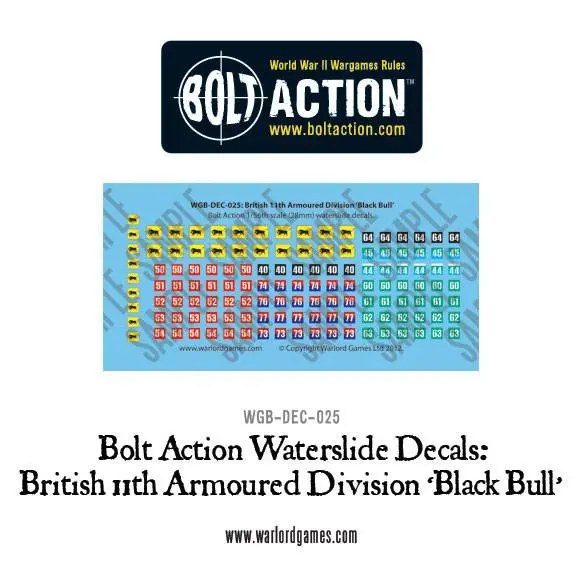 British 11Th Armoured Division (Black Bull) Decal Sheet 1