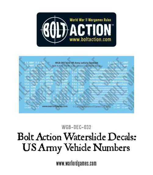 Bolt Action Us Vehicle Numbers Decals 1