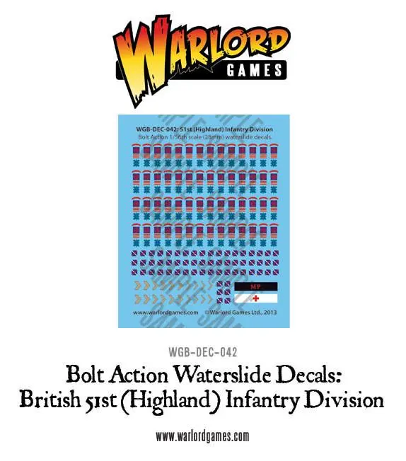 British 51St (Highland) Infantry Division Decal Sheet 1