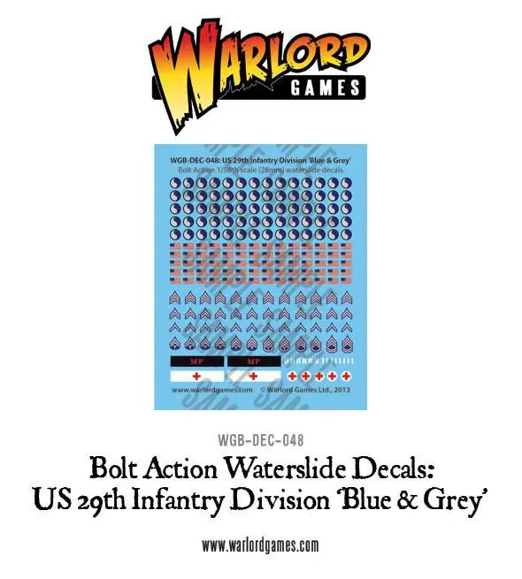 Us 29Th Infantry Division 'Blue & Grey' Decal Sheet 1