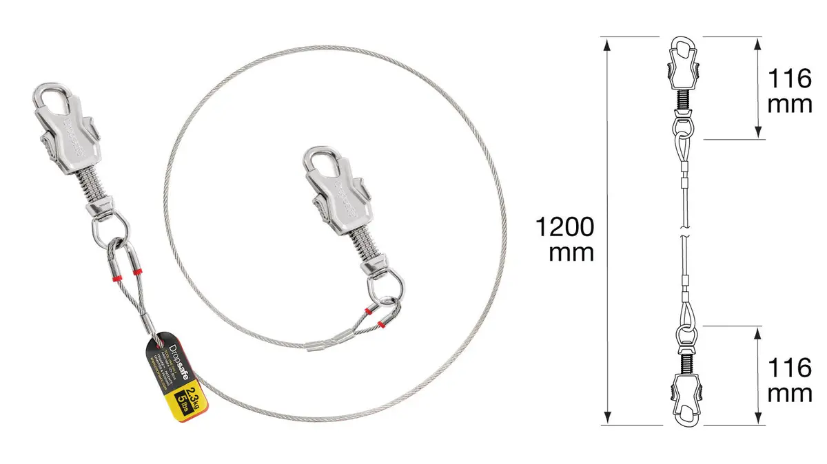 Wire Tool Lanyard - Twin Carabiners - 2.3 Kg / 5 Lbs 1