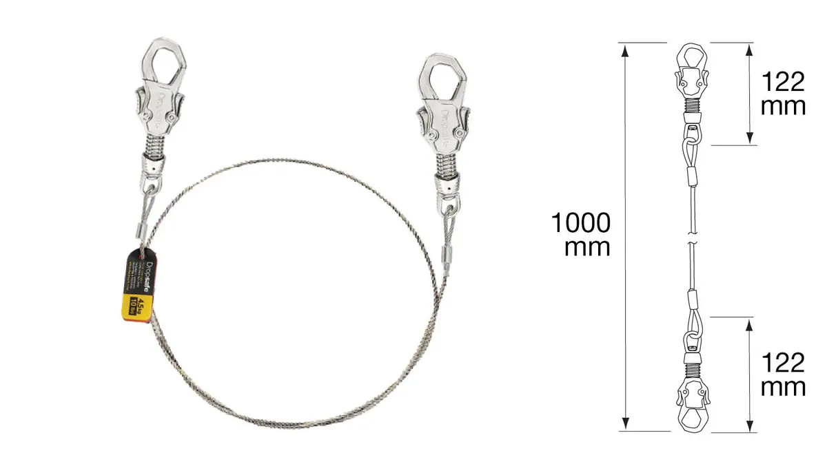 Wire Tool Lanyard - Twin Carabiners - 4.5 Kg / 10 Lbs 1