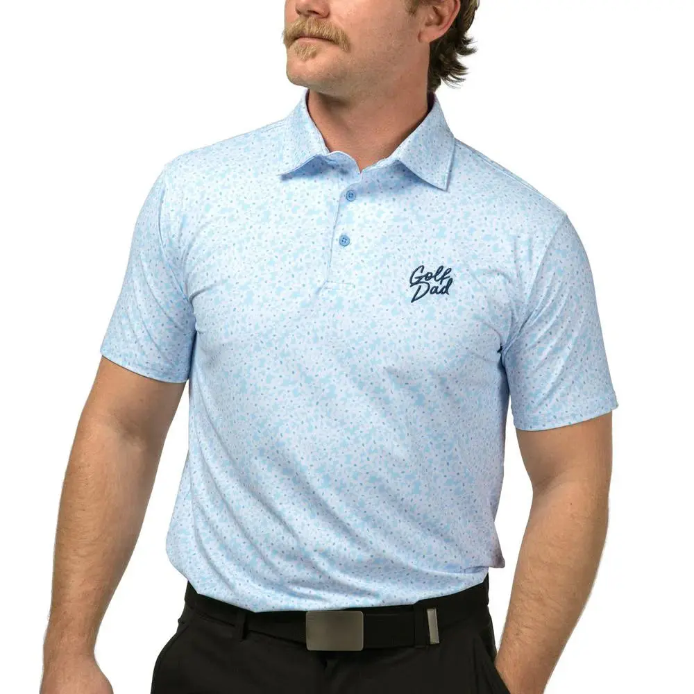 Golf Dad Floral Printed Polo - Powder Blue 1