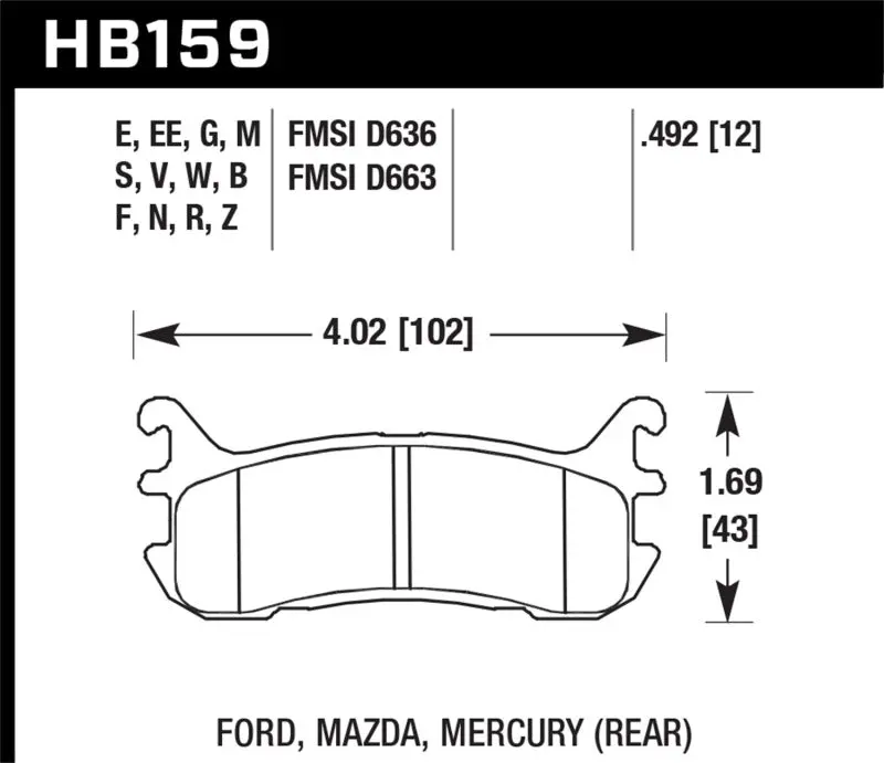 Hawk Dtc-60 Race Rear Brake Pads For 1997–2002 Ford Escort & 1994–2003 Mazda Miata 1