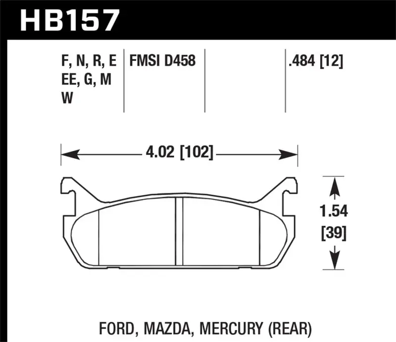 Hawk Hp+ Street Rear Brake Pads For 1989–1993 Mazda Miata (Part #D458) 1