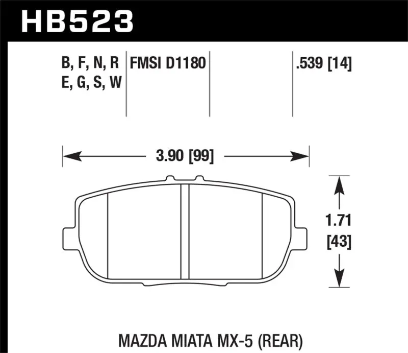 Hawk Ht-10 Race Rear Brake Pads For 2006–2016 Mazda Mx-5 Miata 1