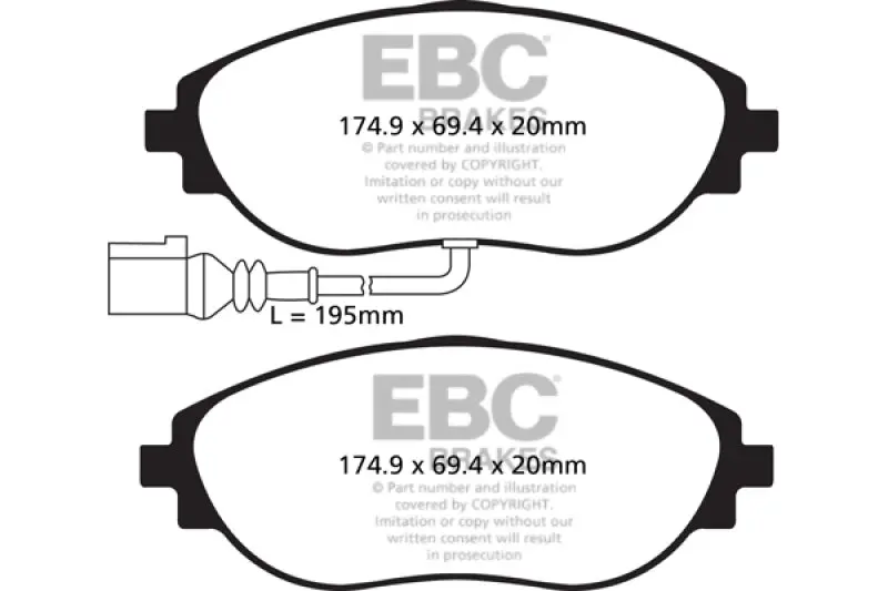 Ebc Redstuff High-Performance Front Brake Pads For 2014–2020 Audi S3 2.0T 1