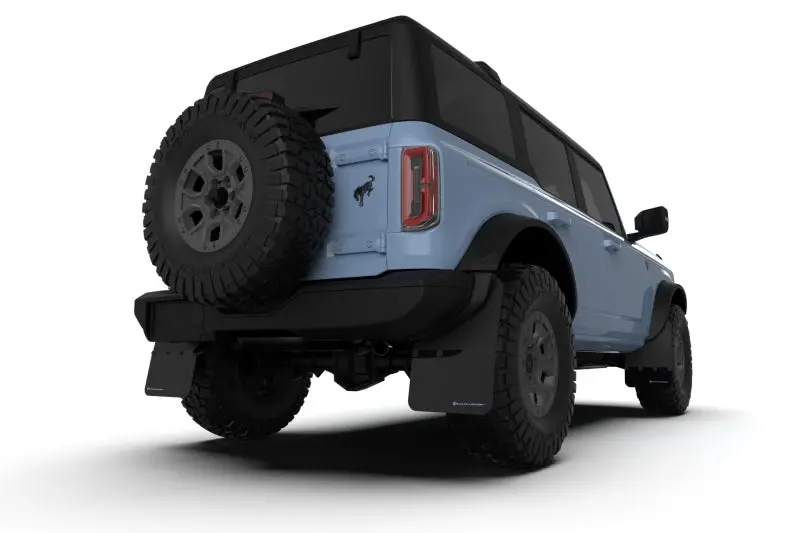 Rally Armor Black Mud Flaps For 2021–2022 Ford Bronco – Steel Bumper Fit, Matte Black Logo 2