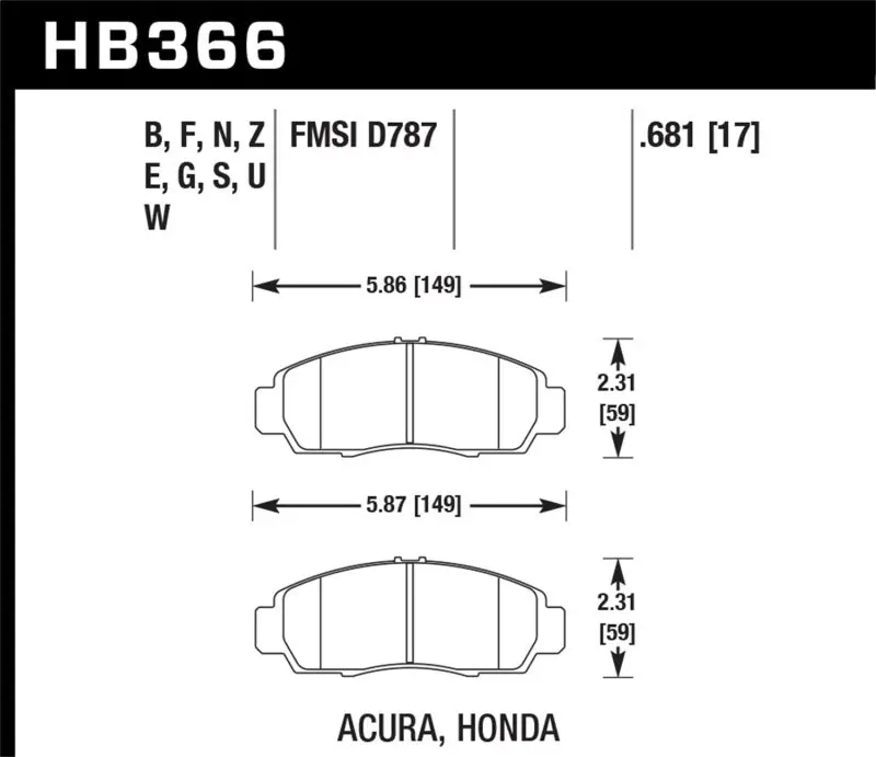 Hawk 04-10 Acura Tsx / 99-08 Tl / 01-03 Cl / 03-10 Honda Accord Ex Dtc-60 Race Front Brake Pads 1